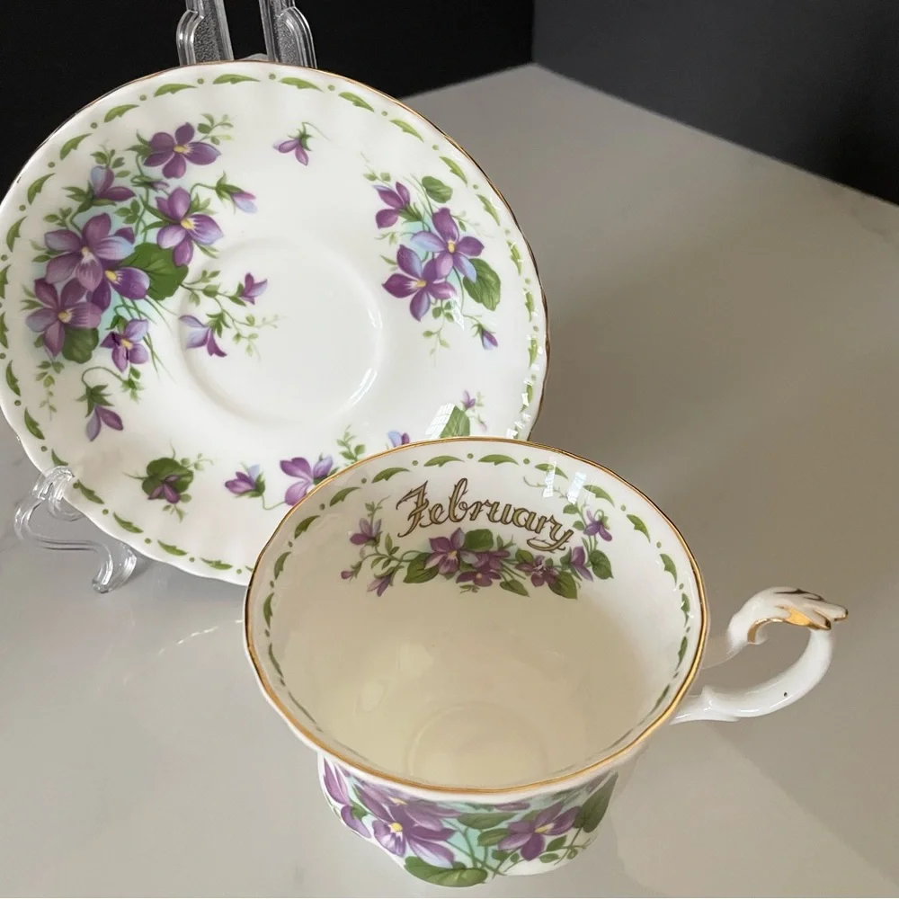February Violets Cup & Saucer by Royal Albert